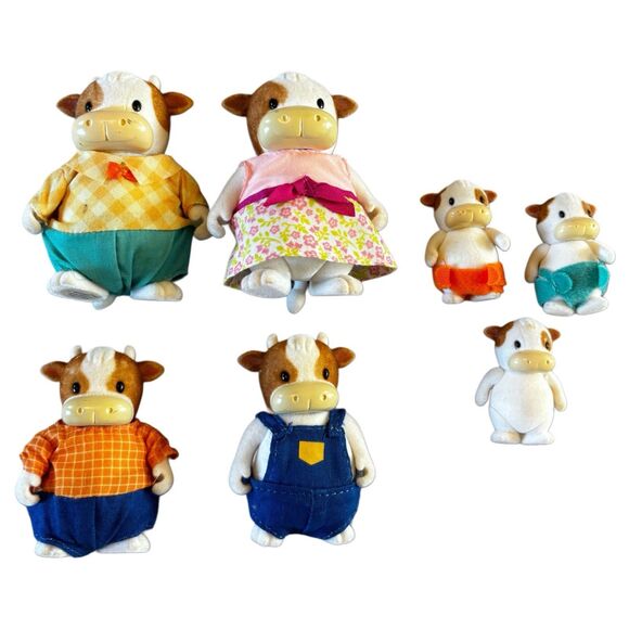 LI’L WOODZEEZ Famileez FitzMoo Cow Dollhouse Family Figures Figurine Set Toy Lot - Picture 2 of 8